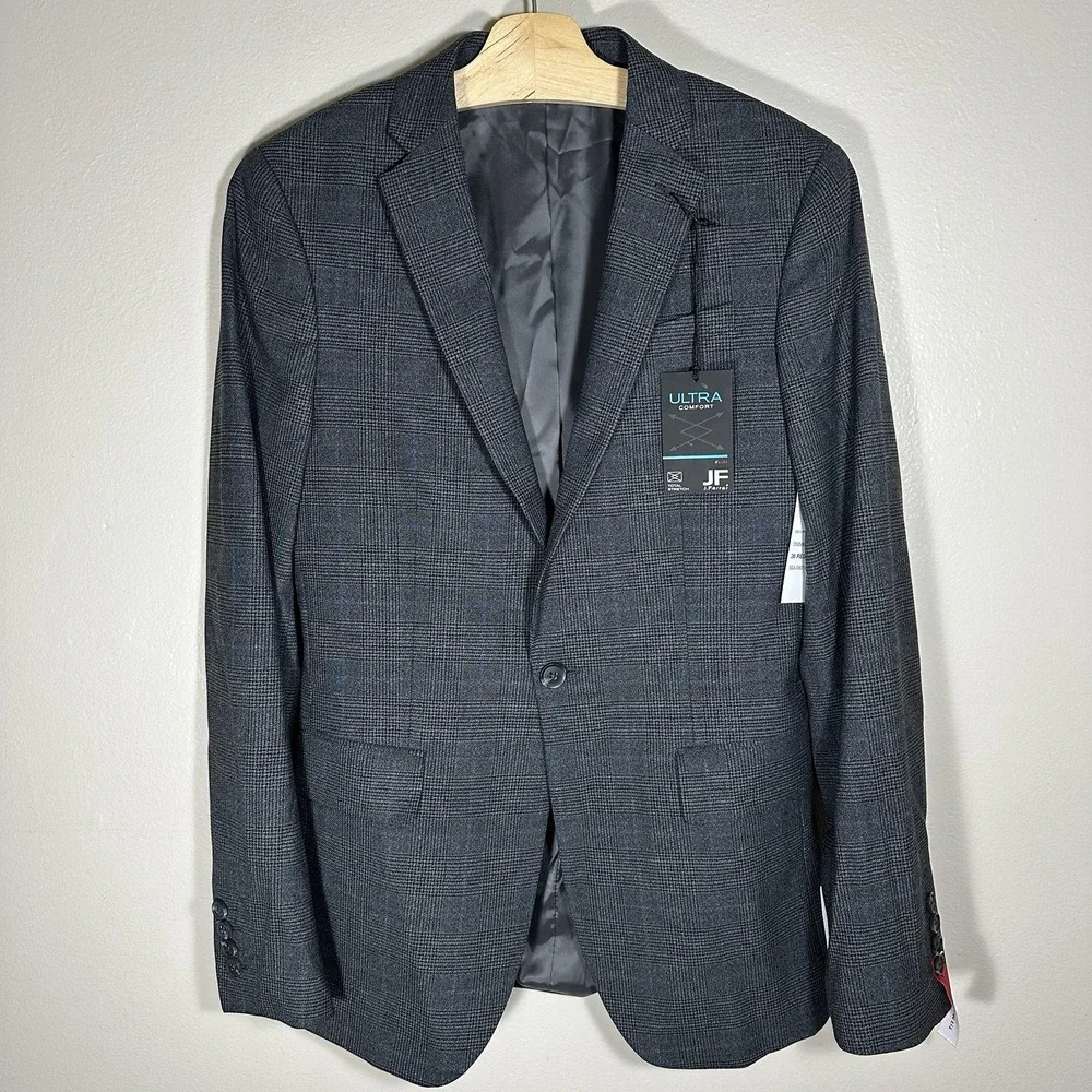 J Ferrar Mens 36‎ R Suit Jacket Slim Fit Charcoal Ultra Comfort Stretch Formal